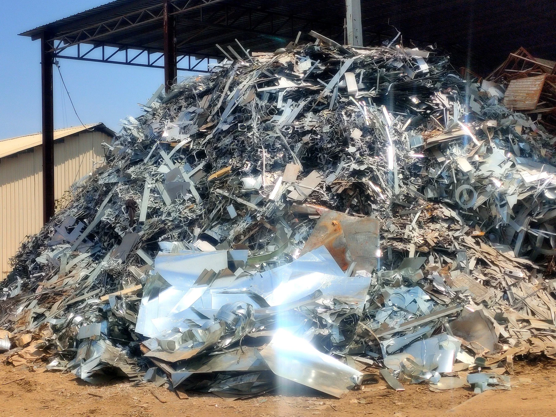 Large silver metal stockpile